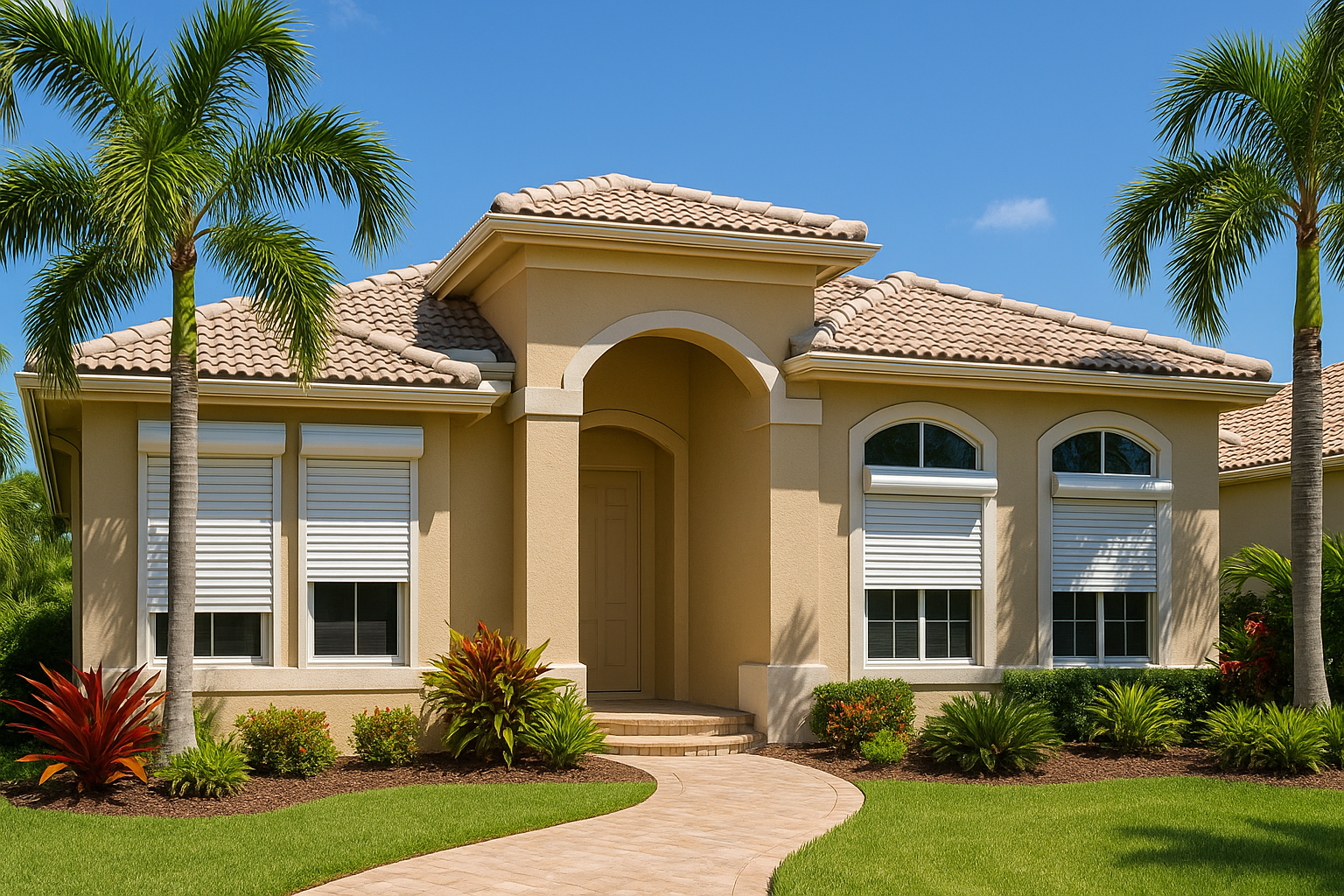 Hurricane shutters installed on a Florida home